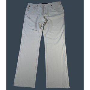 NEW Greg Norman Mens 40x32 Beige Flat Front Golf Pants With Stretch Fabric NWT